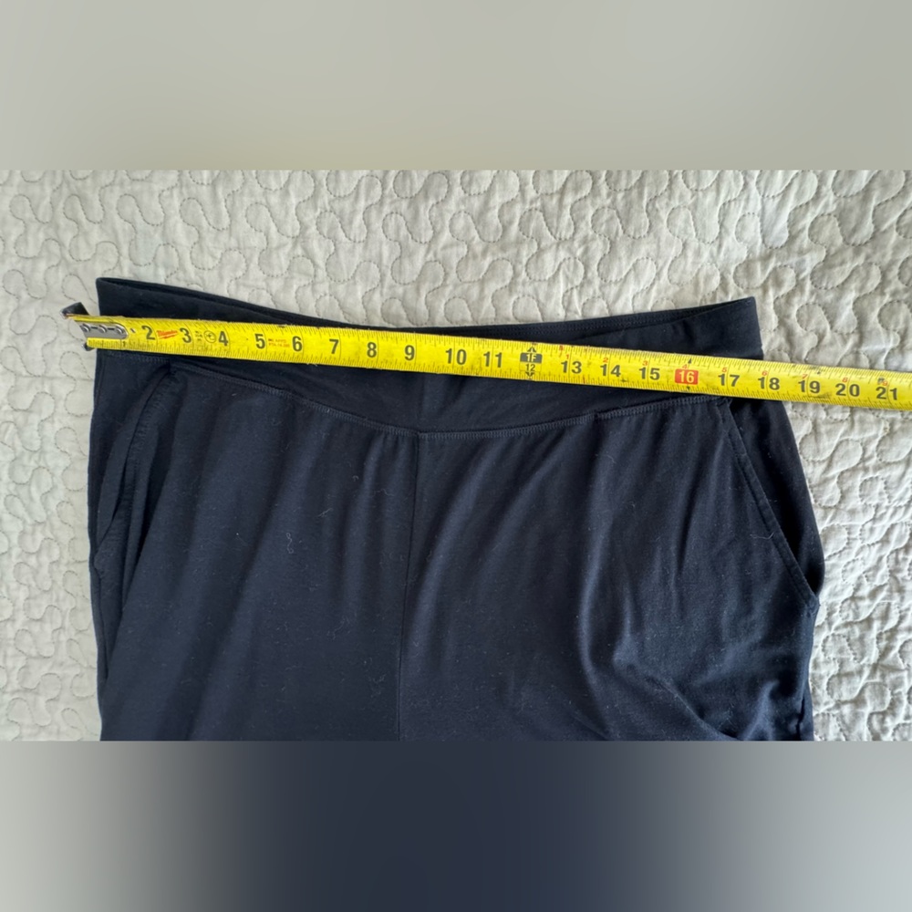 Eileen Fisher Fine Jersey Wide Leg Cropped Slit Pants Black Women's Size L - Picture 13 of 13